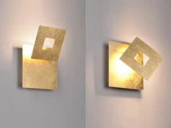 MeineWunschleuchte 2-er Set LED Wandleuchten Mit Indirekter Beleuchtung, Gold Höhe 18cm