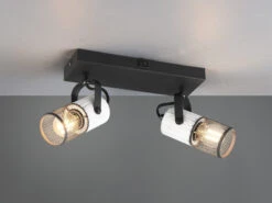 Trio Leuchten 2-flammiger Wandstrahler TOSH Mit Schalter, Drahtgeflecht Und Holz Weiß, B: 26cm