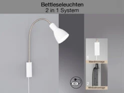 Fischer & Honsel 2 In 1 Leselampe & Bettleuchte LOLLAND Weiß Mit Kabel & Stecker -Heimbeleuchtung Angebote 2 in 1 leselampe bettleuchte lolland weiss mit kab 2