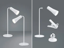 MeineWunschleuchte 2er SET 3 In 1 LED Akku Tischleuchten Mit Klemm- & Klebestation, Weiß H: 36cm