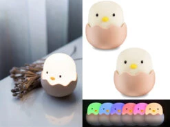 MeineWunschleuchte 2er Set LED Nachtlichter, Per USB Aufladbar, Dimmbar, 7 Lichtfarben - Höhe 12cm