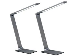 Fischer & Honsel 2er Set LED Schreibtischlampen Grau Mit Dimmer, Warmweiß-Tageslichtweiß