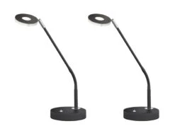 MeineWunschleuchte 2er SET LED Schreibtischlampen Schwarz Mit Dimmer - Höhe 60cm