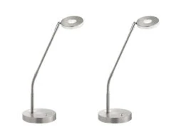 MeineWunschleuchte 2er SET LED Schreibtischlampen Silber Mit Dimmer - Höhe 60cm