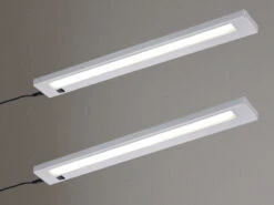 MeineWunschleuchte 2er SET LED Unterbauleuchten Grau Flach Mit 230V Direktanschluss, 55cm Lang