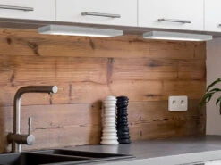 MeineWunschleuchte 2er SET LED Unterbauleuchten Grau Flach Mit 230V Direktanschluss, 34cm Kurz