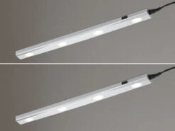 MeineWunschleuchte 2er SET LED Unterbauleuchten Silber Flach Mit 230V Direktanschluss, 55cm Lang