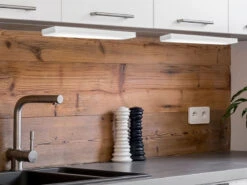 MeineWunschleuchte 2er SET LED Unterbauleuchten Weiß Flach Mit 230V Direktanschluss, 34cm Kurz