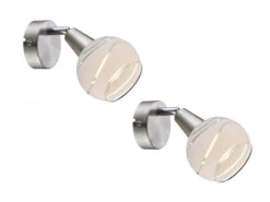 Globo 2er Set LED Wandleuchten ELLIOTT Glasschirm Satiniert, Spot Schwenkbar