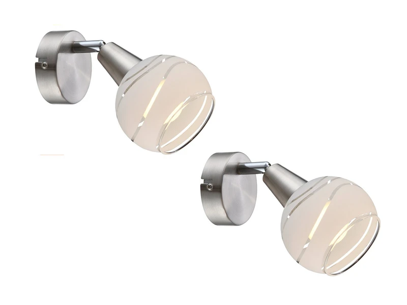Globo 2er Set LED Wandleuchten ELLIOTT Glasschirm Satiniert, Spot Schwenkbar 1 Globo 2er Set LED Wandleuchten ELLIOTT Glasschirm Satiniert, Spot Schwenkbar