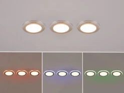 Trio Leuchten 3er Set LED Einbaustrahler ARGUS Fernbedienung Farbwechsel Dimmbar Chrom