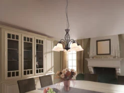 Trio Leuchten 5-flammiger Kronleuchter RUSTICA Landhausstil In Rostoptik Mit Glasschirmen -Heimbeleuchtung Angebote 5 flammiger kronleuchter rustica landhausstil in r 4