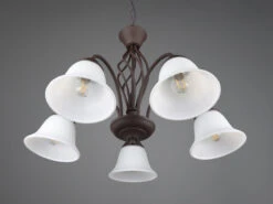 Trio Leuchten 5-flammiger Kronleuchter RUSTICA Landhausstil In Rostoptik Mit Glasschirmen -Heimbeleuchtung Angebote 5 flammiger kronleuchter rustica landhausstil in r 6
