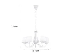 MeineWunschleuchte 5 Flammiger LED Kronleuchter Mit Stoffschirmen In Weiß Matt, Ø 70cm 11 MeineWunschleuchte 5 Flammiger LED Kronleuchter Mit Stoffschirmen In Weiß Matt, Ø 70cm -Heimbeleuchtung Angebote 5 flammiger led kronleuchter mit stoffschirmen in 1 3