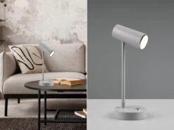 Reality Leuchten Akku Tischleuchte LENNY Per USB Aufladbar Sensordimmer Grau, 28cm