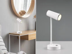 Reality Leuchten Akku Tischleuchte LENNY Per USB Aufladbar Sensordimmer Weiß, 28cm