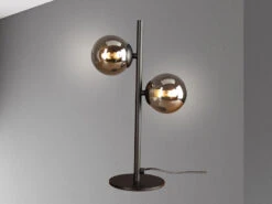 MeineWunschleuchte Außergewöhnliche LED Tischleuchte Schwarz - Glaskugeln Rauchglas, 40cm