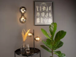 MeineWunschleuchte Außergewöhnliche LED Tischleuchte Schwarz - Glaskugeln Rauchglas, 40cm -Heimbeleuchtung Angebote aussergewoehnliche led tischleuchte schwarz glasku 4