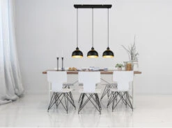 Reality Leuchten Balken Pendelleuchte PUNCH Metall Schwarz Gold Mit Drahtgeflecht, B 68cm