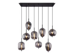 Globo Balkenpendelleuchte BLACKY Mit 8 Rauchglaskugeln, Metall Schwarz -Heimbeleuchtung Angebote balkenpendelleuchte blacky mit 8 rauchglaskugeln m 6