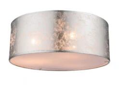 Globo Deckenleuchte AMY Mit Stoff Lampenschirm Ø 40cm, Silberfarbig