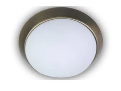 Niermann Deckenleuchte / Deckenschale, Opalglas Matt, Dekorring Altmessing, Ø 25cm