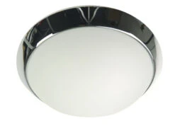 Niermann Deckenleuchte / Deckenschale Rund, Opalglas Matt, Dekorring Chrom, Ø 45cm