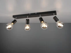 Reality Leuchten Deckenstrahler VANNES 4 Flammig Schwarz, Balken 60cm Breit