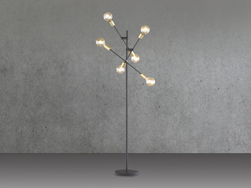 Trio Leuchten Design Stehleuchte CROSS Mit Schwenkbaren Armen In Schwarz & Bronze 3 Trio Leuchten Design Stehleuchte CROSS Mit Schwenkbaren Armen In Schwarz & Bronze – Bild 3