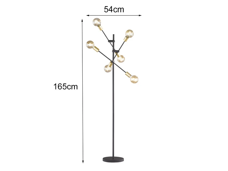 Trio Leuchten Design Stehleuchte CROSS Mit Schwenkbaren Armen In Schwarz & Bronze 4 Trio Leuchten Design Stehleuchte CROSS Mit Schwenkbaren Armen In Schwarz & Bronze – Bild 4