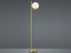 Trio Leuchten Design Stehleuchte PURE In Messing Matt Mit Lampenschirm Kugel Opalglas -Heimbeleuchtung Angebote design stehleuchte pure in messing matt mit lampen 2
