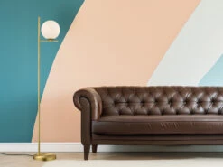 Trio Leuchten Design Stehleuchte PURE In Messing Matt Mit Lampenschirm Kugel Opalglas