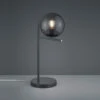 Trio Leuchten Design Tischleuchte PURE In Anthrazit Mit Lampenschirm Glaskugel Rauchfarbig