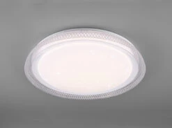 Reality Leuchten Dimmbare LED Deckenlampe HERACLES Fernbedienung Ø50cm H. 6cm Weiß Kristall-Optik