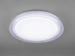 Reality Leuchten Dimmbare LED Deckenlampe HERACLES Fernbedienung Ø50cm H. 6cm Weiß Kristall-Optik -Heimbeleuchtung Angebote dimmbare led deckenlampe heracles fernbedienung 50 5