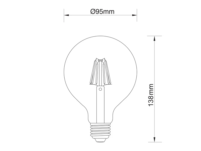 Trio Leuchten E27 Filament LED - 6 Watt, 190 Lumen, 1800K Warmweiß, Ø9,5cm - Nicht Dimmbar 3 Trio Leuchten E27 Filament LED - 6 Watt, 190 Lumen, 1800K Warmweiß, Ø9,5cm - Nicht Dimmbar – Bild 3
