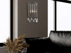 Heimbeleuchtung Angebote 37 KICHLER Elegante Wandleuchte PIPER 2-flammig Mit Filigranem Kristallglas Braun Höhe 31cm