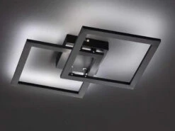 Wofi Flache LED Deckenleuchte ELLE Schwarz Eckig 34x34cm