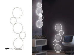 Trio Leuchten Flache LED RONDO Ringleuchte Stehlampe Mit Fußschalter Aus Metall In Weiß Matt -Heimbeleuchtung Angebote flache led rondo ringleuchte stehlampe mit fusssch 10