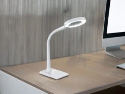 Trio Leuchten Flexible LED Schreibtischlampe LUPO Weiß Mit Lupe, 3-fach Dimmer