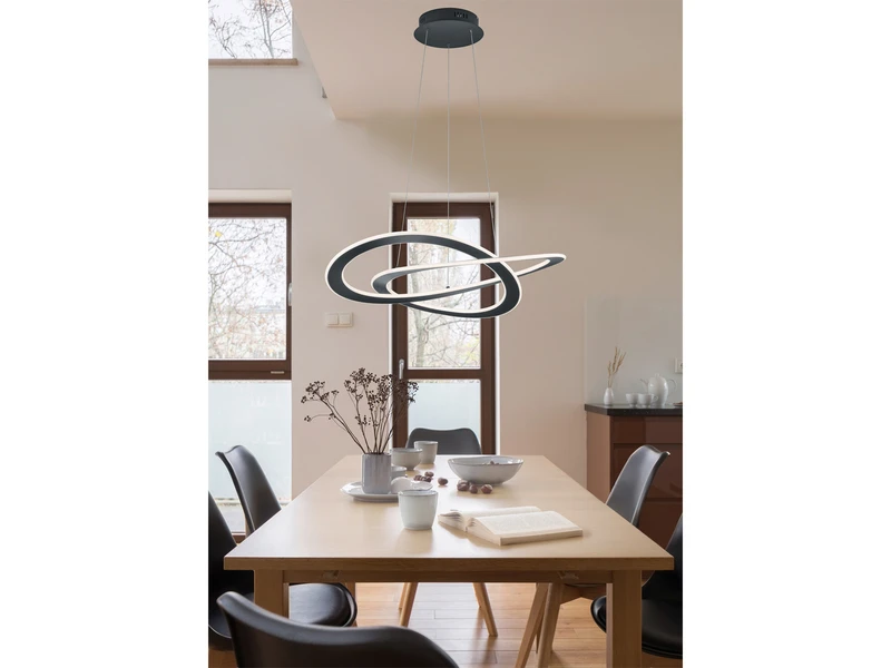 Trio Leuchten Große LED OAKLAND Pendellampe Geschwungen Mit Switch Dimmer, Silber Matt 71 Cm 3 Trio Leuchten Große LED OAKLAND Pendellampe Geschwungen Mit Switch Dimmer, Silber Matt 71 Cm – Bild 3