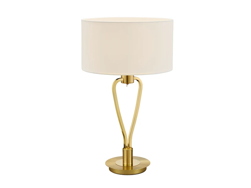 Trio Leuchten Große Tischleuchte PARIS II Messing Mit Stoff Lampenschirm Weiß, Höhe 58cm 2 Trio Leuchten Große Tischleuchte PARIS II Messing Mit Stoff Lampenschirm Weiß, Höhe 58cm – Bild 2