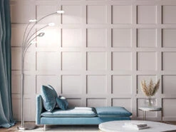 Fischer & Honsel Große XXL LED Bogenlampe DENT Dimmbar Design Silber - Höhe 225cm