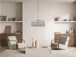 KICHLER Großer Kronleuchter PIPER 6-flammig Mit Filigranem Kristall Glas Chrom, Ø 61,6cm -Heimbeleuchtung Angebote grosser kronleuchter piper 6 flammig mit filigrane 18