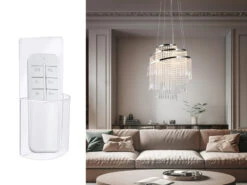 MeineWunschleuchte Großer LED Kronleuchter Mit Acryl Kristallbehang Und Fernbedienung Ø 48cm