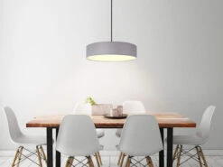 Smartwares Hängelampe Mit Stoffschirm Grau, Satinierte Abdeckung, Ø 40cm