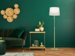 Trio Leuchten Höhenverstellbare LED Stehleuchte Mit Stylishem Stoffschirm, Weiß Messing -Heimbeleuchtung Angebote hoehenverstellbare led stehleuchte mit stylishem s 4