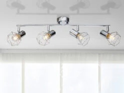 MeineWunschleuchte Industrial LED Deckenstrahler Gitter Silber Chrom, 4-flammig