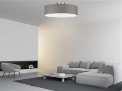 MeineWunschleuchte Runde Zeitlose Deckenleuchte CALMA Mit Stoffschirm In Braun-Grau Ø 50cm -Heimbeleuchtung Angebote klassische deckenleuchte mit stoff lampenschirm fu