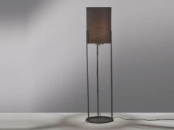 Fischer & Honsel Kleine Stehleuchte SPENZER Schwarz Mit Stoffschirm Innen Gold - Höhe 114cm -Heimbeleuchtung Angebote kleine stehleuchte spenzer schwarz mit stoffschirm 2